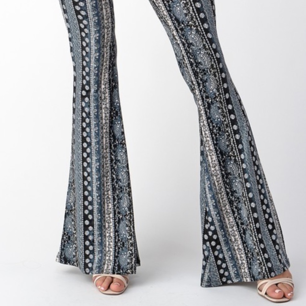 New Tribal Print Bell Bottom Flare Stretch Pants - Picture 6 of 12